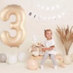 32 Inch Number 3 Foil Balloon - Caramel Light Pastel Color - Image 4