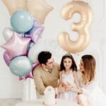 32 Inch Number 3 Foil Balloon - Caramel Light Pastel Color - Image 3