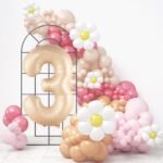 32 Inch Number 3 Foil Balloon - Caramel Light Pastel Color - Image 2