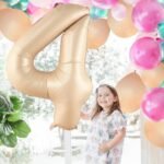 32 Inch Number 4 Foil Balloon - Caramel Light Pastel Color - Image 2