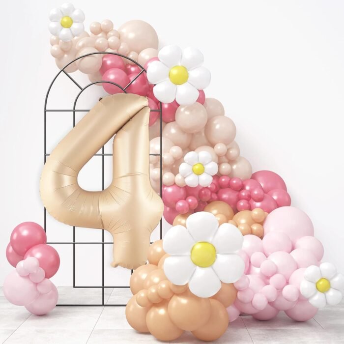 32 Inch Number 4 Foil Balloon - Caramel Light Pastel Color - Image 5