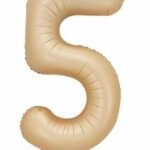 32 Inch Number 5 Foil Balloon - Caramel Light Pastel Color