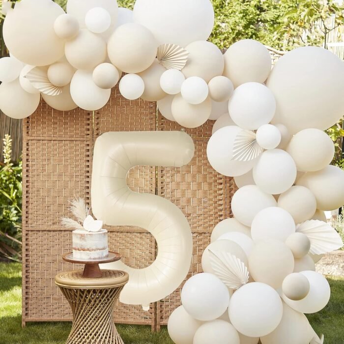 32 Inch Number 5 Foil Balloon - Caramel Light Pastel Color - Image 6