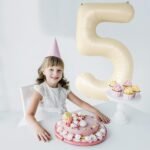 32 Inch Number 5 Foil Balloon - Caramel Light Pastel Color - Image 4