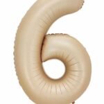 32 Inch Number 6 Foil Balloon - Caramel Light Pastel Color