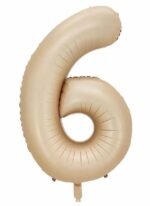 32 Inch Number 6 Foil Balloon - Caramel Light Pastel Color