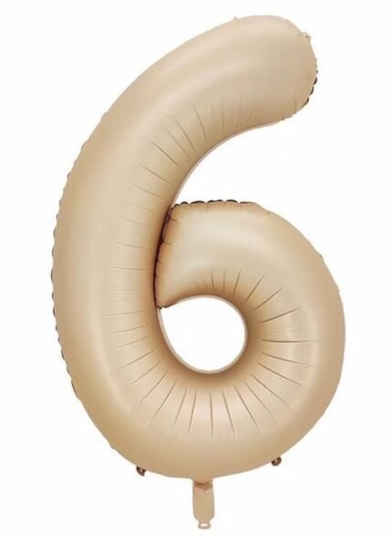 32 Inch Number 6 Foil Balloon - Caramel Light Pastel Color