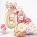 32 Inch Number 6 Foil Balloon - Caramel Light Pastel Color - Image 6