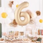 32 Inch Number 6 Foil Balloon - Caramel Light Pastel Color - Image 5