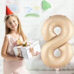 32 Inch Number 8 Foil Balloon - Caramel Light Pastel Color - Image 4