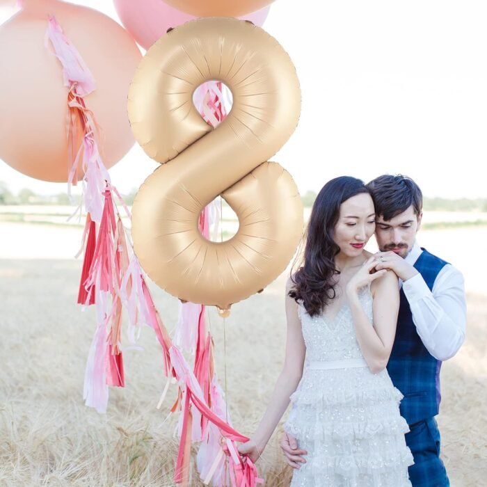 32 Inch Number 8 Foil Balloon - Caramel Light Pastel Color - Image 3