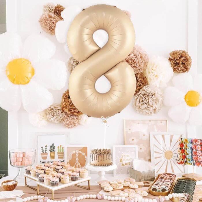 32 Inch Number 8 Foil Balloon - Caramel Light Pastel Color - Image 2