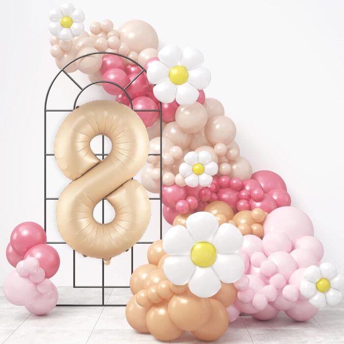 32 Inch Number 8 Foil Balloon - Caramel Light Pastel Color - Image 5