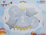 Blue 1st Birthday Balloon Set – 5PCS Baby Boy - Image 5
