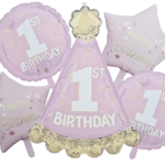 Pink 1st Birthday Balloon Set – 5PCS Baby Girl