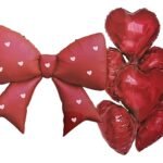 Red Bow & Heart Foil Balloon Set – Romantic Party Decoration