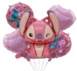 Pink Stitch Foil Balloon Set – Cartoon Birthday Party Decoration
