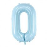 32 Inch Number 0 Foil Balloon - Pastel Matte Baby Blue