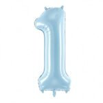 32 Inch Number 1 Foil Balloon - Pastel Matte Baby Blue