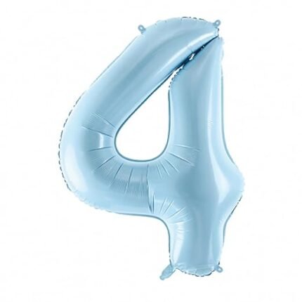 32 Inch Number 4 Foil Balloon - Pastel Matte Baby Blue