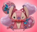 Pink Stitch Foil Balloon Set – Cartoon Birthday Party Decoration - Image 2