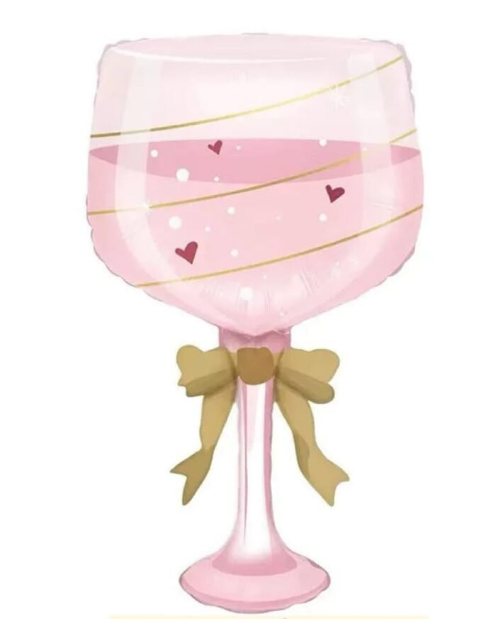 Happy Anniversary Wine Glass & Heart Foil Balloon Set - set of 5 - Image 2