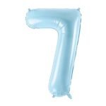 32 Inch Number 7 Foil Balloon - Pastel Matte Baby Blue