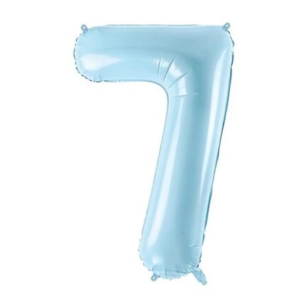 32 Inch Number 7 Foil Balloon - Pastel Matte Baby Blue