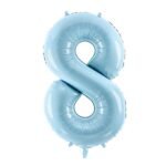 32 Inch Number 8 Foil Balloon - Pastel Matte Baby Blue