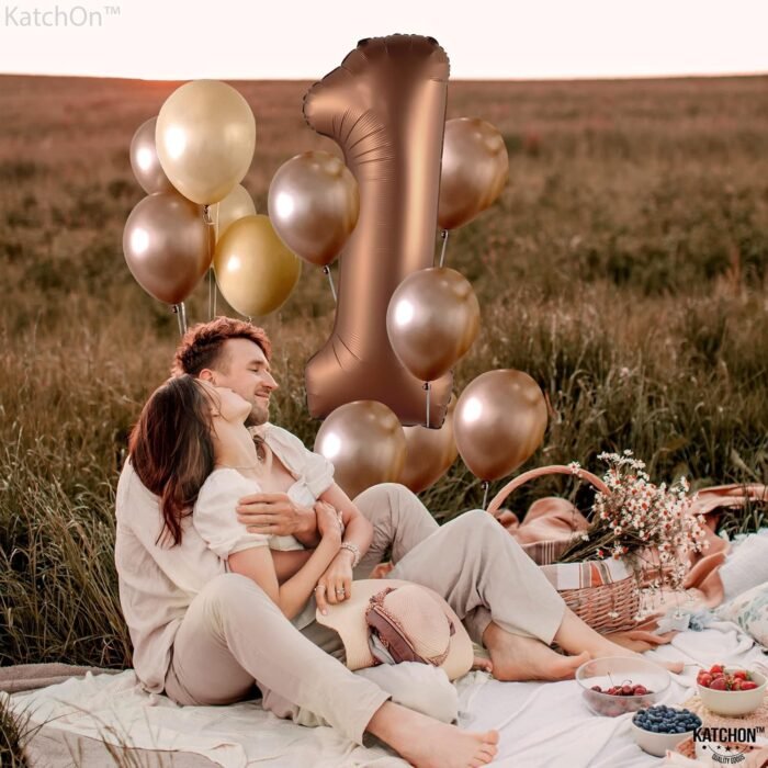 Giant Chocolate Brown Number 1 Foil Balloon - 32 Inch - Image 2