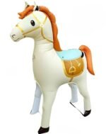 3D Self Standing Horse Foil Balloon, 57.8 X 52.3 Inch - Cream