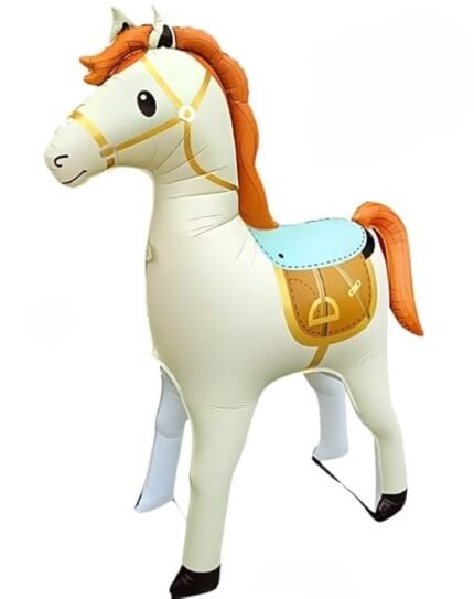 3D Self Standing Horse Foil Balloon, 57.8 X 52.3 Inch - Cream