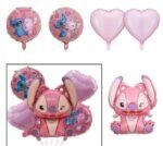 Pink Stitch Foil Balloon Set – Cartoon Birthday Party Decoration - Image 3