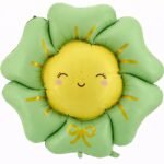 65" Cute Smiling Flower Foil Balloon – Green Petal & Yellow Face