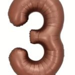 Giant Chocolate Brown Number 3 Foil Balloon - 32 Inch