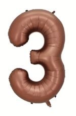 Giant Chocolate Brown Number 3 Foil Balloon - 32 Inch