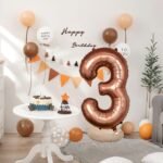 Giant Chocolate Brown Number 3 Foil Balloon - 32 Inch - Image 3