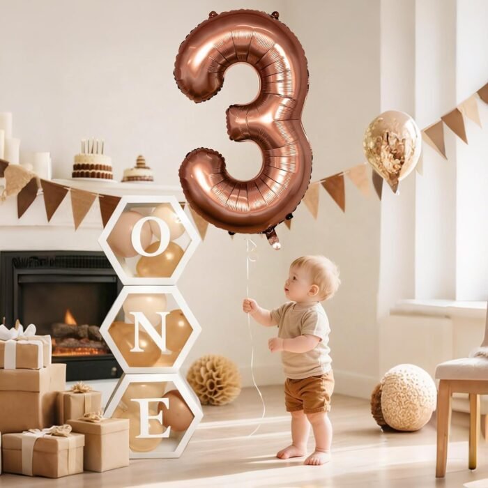 Giant Chocolate Brown Number 3 Foil Balloon - 32 Inch - Image 4