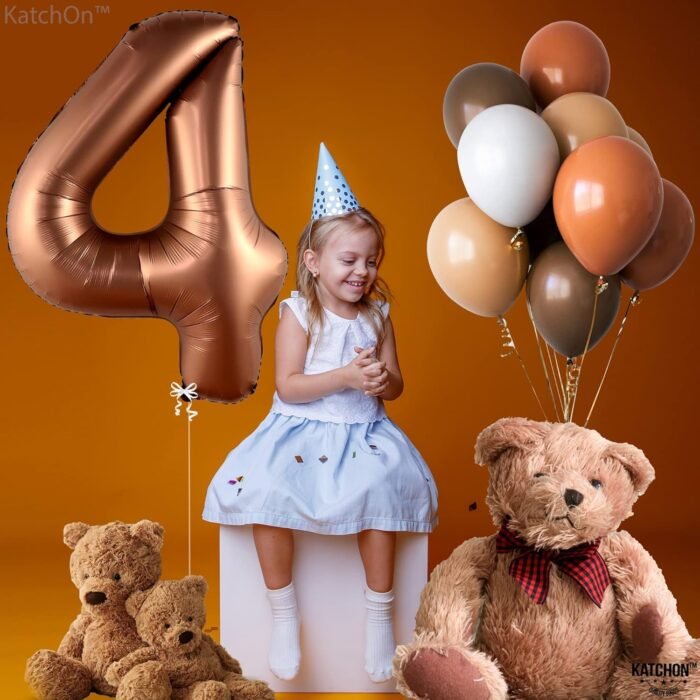 Giant Chocolate Brown Number 4 Foil Balloon - 32 Inch - Image 2