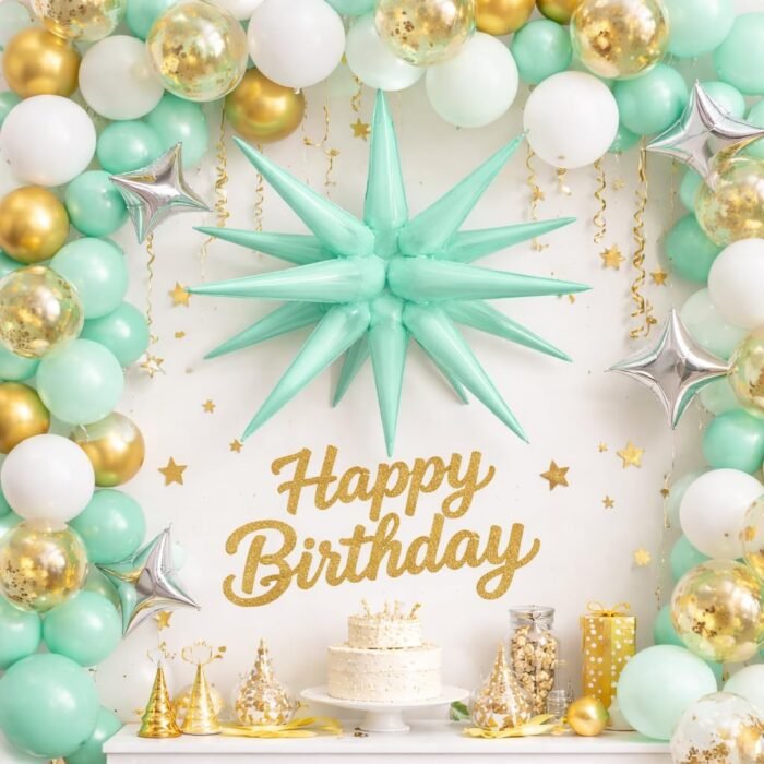 22inch Pastel Green 14 Point Star Foil Balloon - Image 2