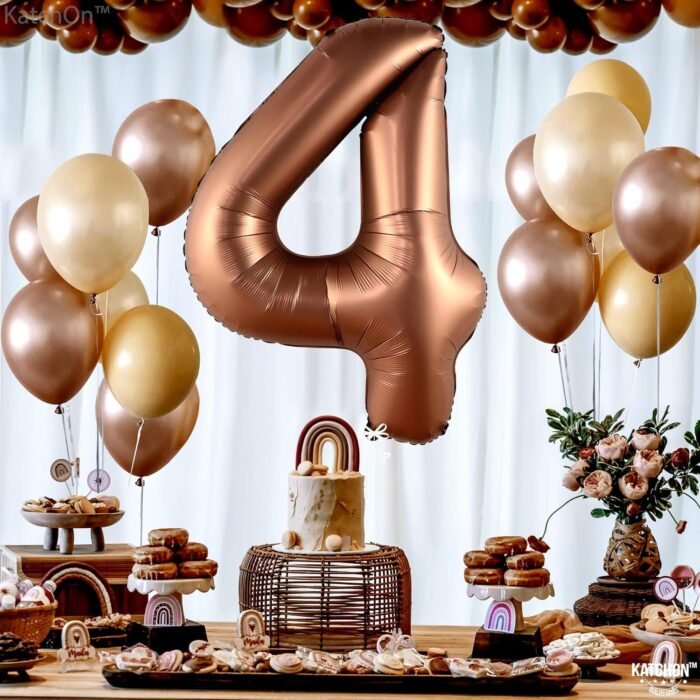 Giant Chocolate Brown Number 4 Foil Balloon - 32 Inch - Image 4