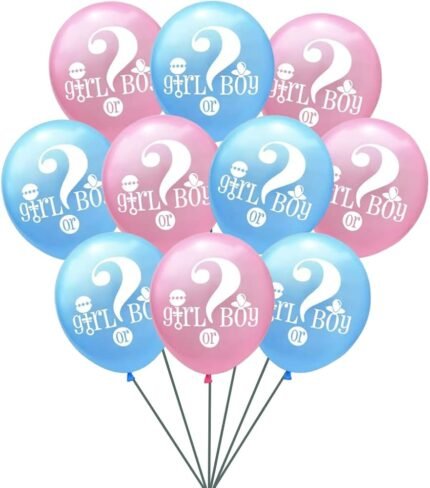 12 Pcs Gender Reveal Balloons – Boy or Girl Pink & Blue Latex Balloon Set