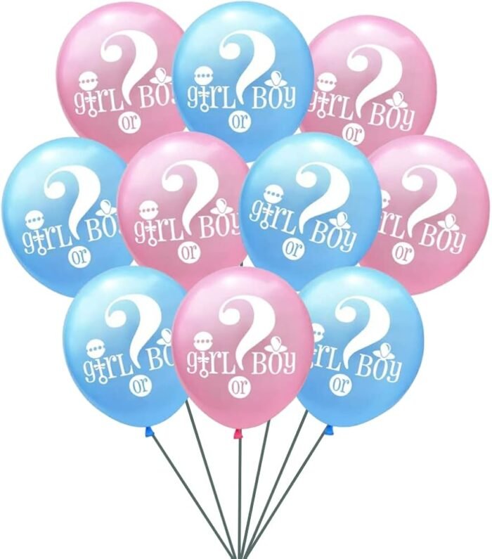 61H5PCV3x5L._AC_UF1000,1000_QL80_ 12 Pcs Gender Reveal Balloons – Boy or Girl Pink & Blue Latex Balloon Set - Image 1