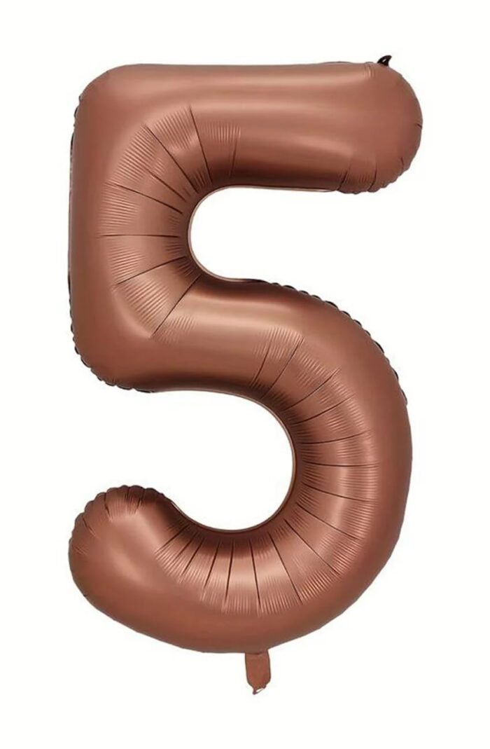 Giant Chocolate Brown Number 5 Foil Balloon - 32 Inch - Image 1