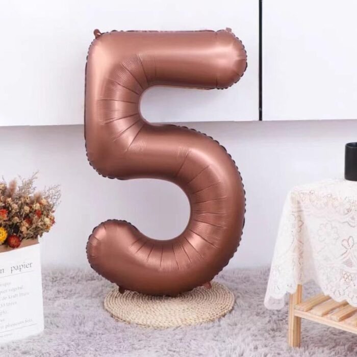 Giant Chocolate Brown Number 5 Foil Balloon - 32 Inch - Image 2