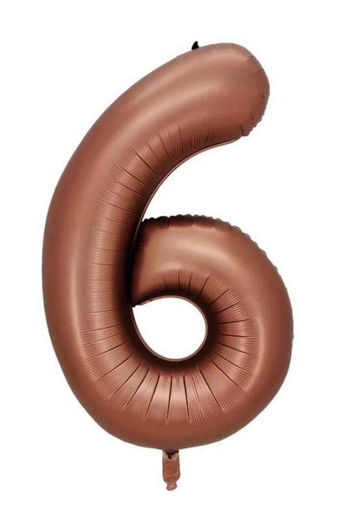 65 Giant Chocolate Brown Number 6 Foil Balloon - 32 Inch - Image 1