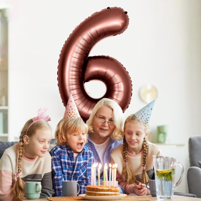 Giant Chocolate Brown Number 6 Foil Balloon - 32 Inch - Image 3