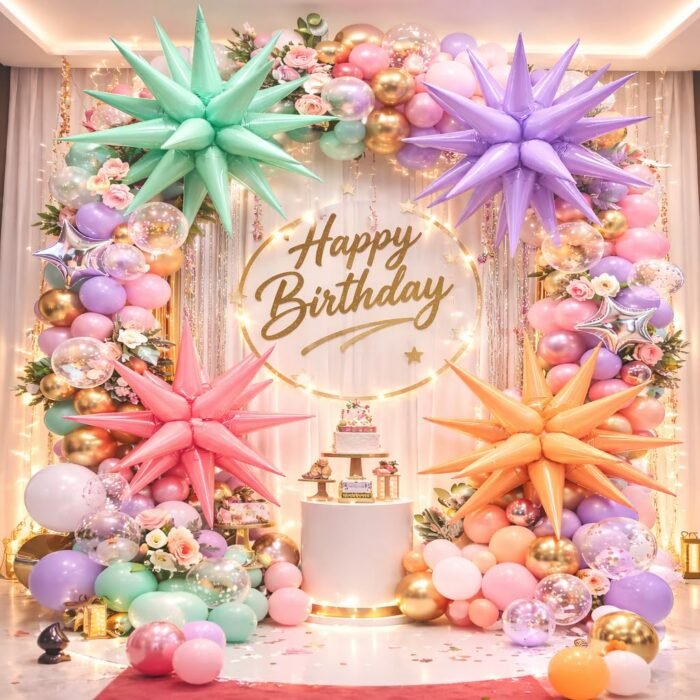 22inch Pastel Green 14 Point Star Foil Balloon - Image 3