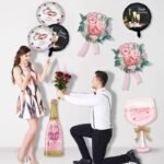 18" Happy Anniversary Round Foil Balloon with Floral Design - Image 3