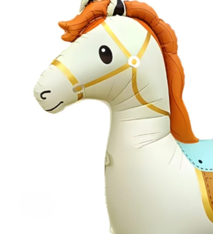 3D Self Standing Horse Foil Balloon, 57.8 X 52.3 Inch - Cream - Image 4